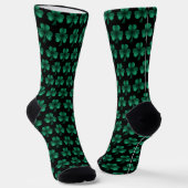 Emerald Green Sparkles Shamrock patroon zwart Sokken (Gebogen)