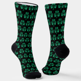 Emerald Green Sparkles Shamrock patroon zwart Sokken