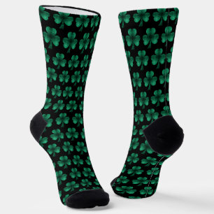 Emerald Green Sparkles Shamrock patroon zwart Sokken
