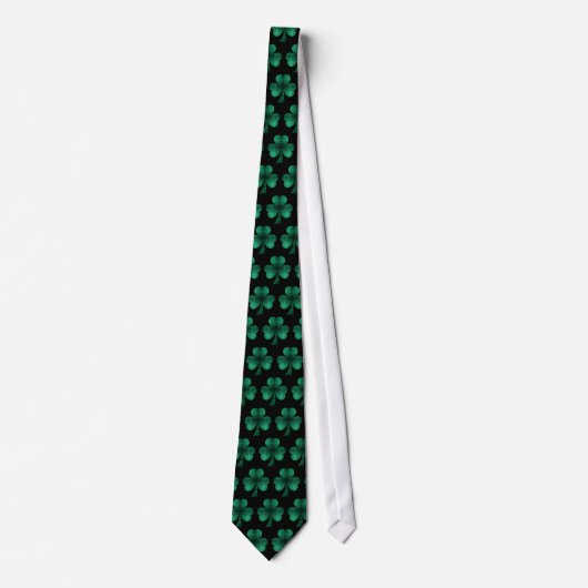 Emerald Green Sparkles Shamrock patroon zwart Stropdas (Voorkant)