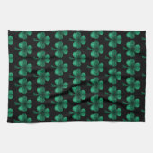 Emerald Green Sparkles Shamrock patroon zwart Theedoek (Horizontaal)