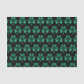 Emerald Green Sparkles Shamrock patroon zwart Tissuepapier (Voorkant)
