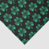 Emerald Green Sparkles Shamrock patroon zwart Tissuepapier (Detail)