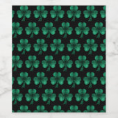 Emerald Green Sparkles Shamrock patroon zwart Wijn Etiket (Enkel label)