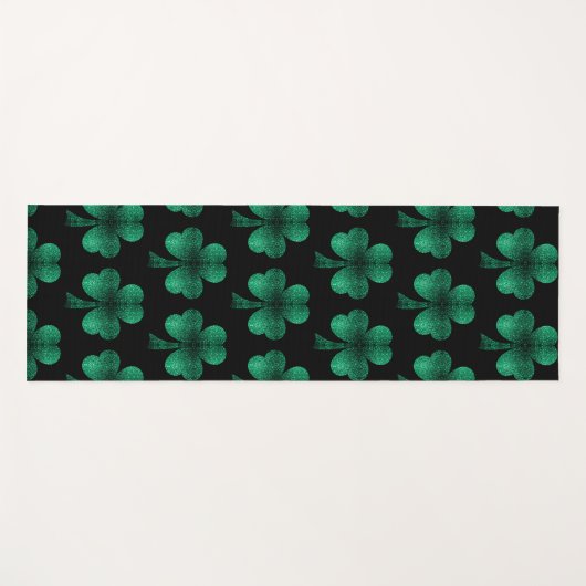 Emerald Green Sparkles Shamrock patroon zwart Yogamat (Voorkant (horizontaal))