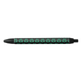 Emerald Green Sparkles Shamrock patroon zwart Zwarte Inkt Pen (Voorkant)