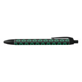 Emerald Green Sparkles Shamrock patroon zwart Zwarte Inkt Pen (Bovenkant)