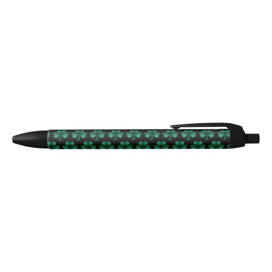 Emerald Green Sparkles Shamrock patroon zwart Zwarte Inkt Pen (Bovenkant)