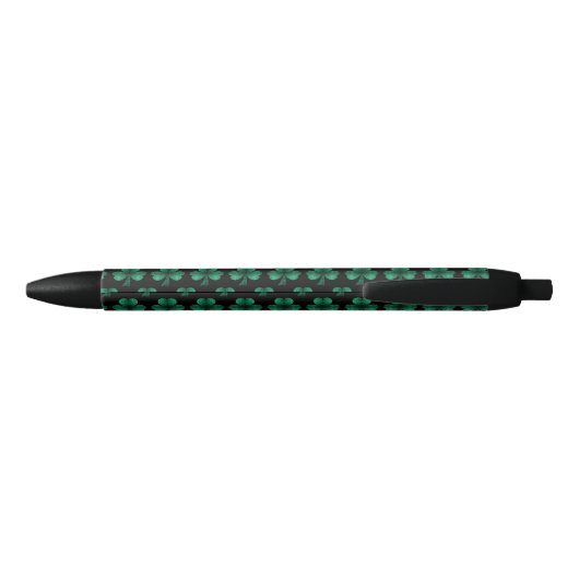 Emerald Green Sparkles Shamrock patroon zwart Zwarte Inkt Pen (Achterkant)