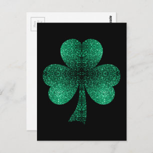 Emerald Green Sparkles Shamrock St Patrick's Day Briefkaart