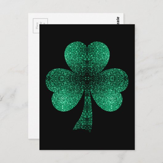 Emerald Green Sparkles Shamrock St Patrick's Day Briefkaart (Voorkant / Achterkant)