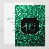 Emerald Green sparkles Sweet 16 Kaart (Voorkant / Achterkant)