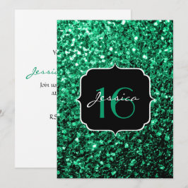 Emerald Green sparkles Sweet 16 Kaart