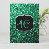 Emerald Green sparkles Sweet 16 Kaart (Staand voorkant)