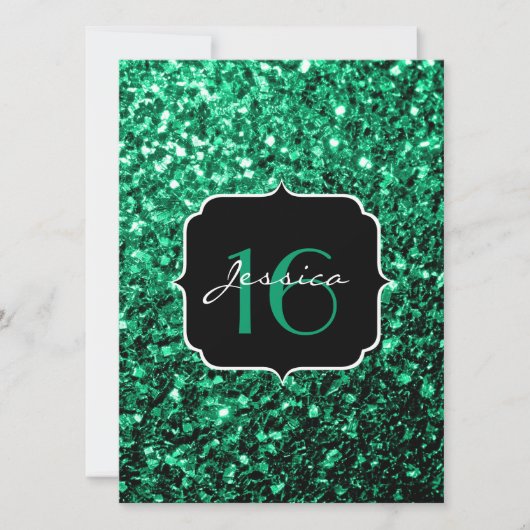 Emerald Green sparkles Sweet 16 Kaart (Voorkant)