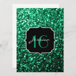 Emerald Green sparkles Sweet 16 Kaart
