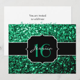 Emerald Green sparkles Sweet 16 Kaart