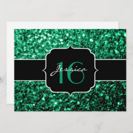 Emerald Green sparkles Sweet 16 Kaart