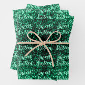 Emerald Green sparkles Sweet 16 script patroon Inpakpapier Vel (In situ)