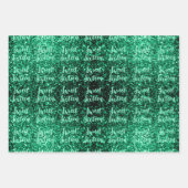 Emerald Green sparkles Sweet 16 script patroon Inpakpapier Vel (Voorkant)