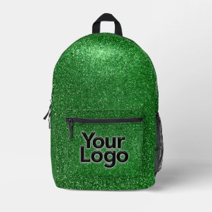 Emerald Green Sparkly Glitter Professionele Logo Bedrukte Rugzak