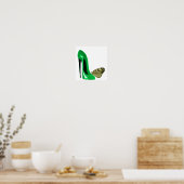 Emerald Green Stiletto en Butterfly Art Poster (Keuken)