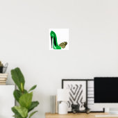 Emerald Green Stiletto en Butterfly Art Poster (Thuiskantoor)
