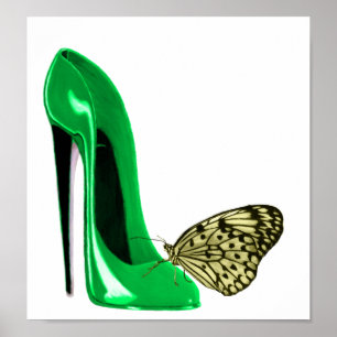 Emerald Green Stiletto en Butterfly Art Poster