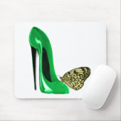 Emerald Green Stiletto Shoe and Butterfly Muismat (Met muis)