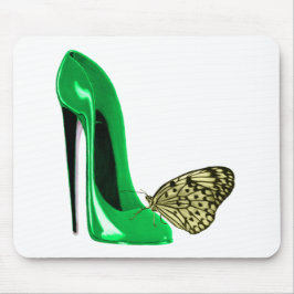 Emerald Green Stiletto Shoe and Butterfly Muismat