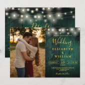 Emerald Green String Lights Trouwfoto Details Kaart (Voorkant / Achterkant)