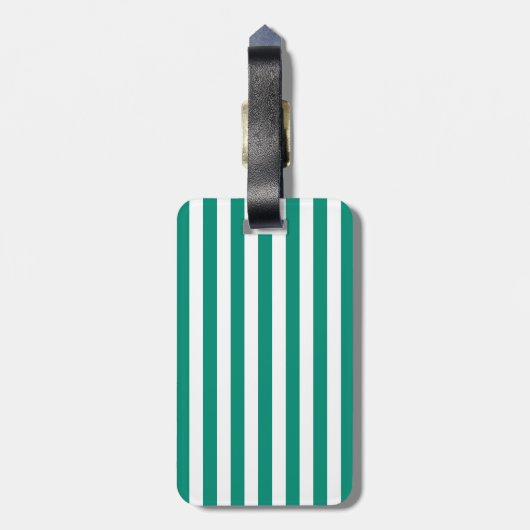 Emerald Green Stripes Pattern Bagagelabel (Achterkant verticaal)