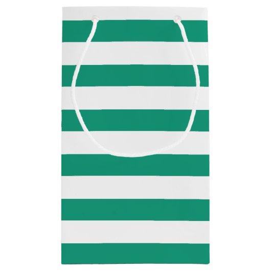 Emerald Green Stripes Pattern, gepersonaliseerd Klein Cadeauzakje (Achterkant)