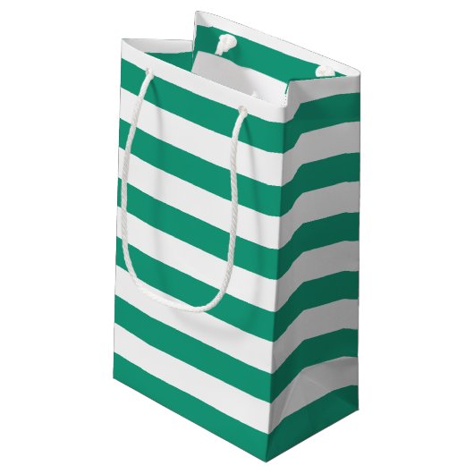 Emerald Green Stripes Pattern, gepersonaliseerd Klein Cadeauzakje (Achterkant Gekanteld)