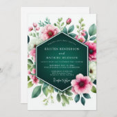 Emerald Green Stunning Floral Wedding Kaart (Voorkant / Achterkant)