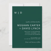 Emerald Green Stylish Modern Monogram Wedding Kaart (Voorkant)