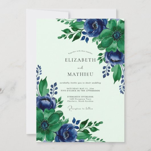 Emerald Green Sublime Botanical Wedding Kaart (Voorkant)