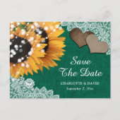 Emerald Green Sunflower Wedding Save the Date Aankondigingskaart (Voorkant)