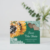 Emerald Green Sunflower Wedding Save the Date Aankondigingskaart (Staand voorkant)