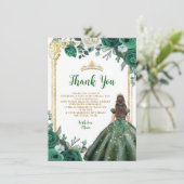 Emerald Green Sweet 16th Crown Dank je wel kaart (Staand voorkant)