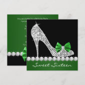 Emerald Green Sweet Sixteen Verjaardagsfeest Kaart (Voorkant / Achterkant)