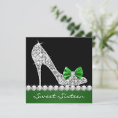 Emerald Green Sweet Sixteen Verjaardagsfeest Kaart (Staand voorkant)