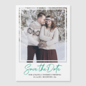 Emerald Green Text en Photo Save the Date Magnetische Uitnodiging (Voorkant)