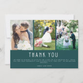 Emerald Green Three Photo Weddenschap Bedankt (Voorkant)