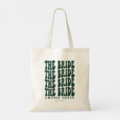Emerald Green Trendy Boho Retro Persoonlijke bride Tote Bag (Achterkant)
