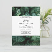 Emerald green tropical chic floral Wedding Invitat Kaart (Staand voorkant)