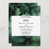 Emerald green tropical chic floral Wedding Invitat Kaart (Voorkant / Achterkant)
