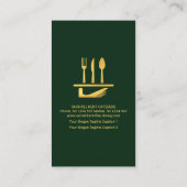 Emerald Green Tuxedo Apron, Butler Service Visitekaartje (Achterkant)