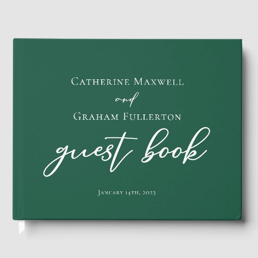 Emerald Green Typografie Custom Forest Wedding Gastenboek (Voorkant)