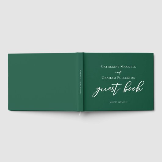 Emerald Green Typografie Custom Forest Wedding Gastenboek (Volledig)